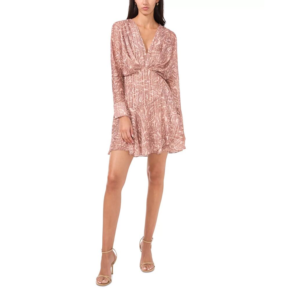 Parker Women's The Livy Long-Sleeve V-Neck Dress Taupe Latte Size 10 1893
